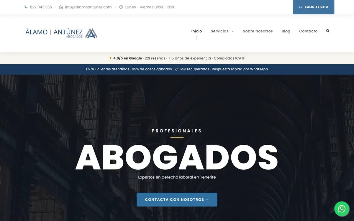Captura de la web de Álamo Antúnez