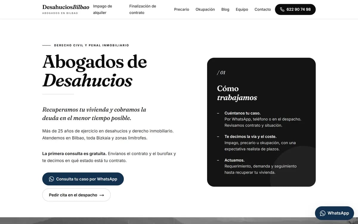 Captura de la web de Desahucios Bilbao