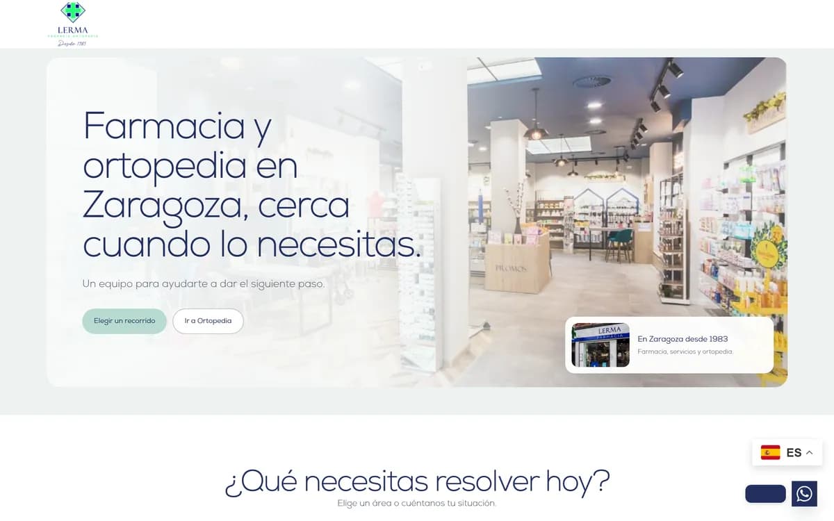 Portada rediseñada de Farmacia Ortopedia Lerma, farmacia y ortopedia en Zaragoza
