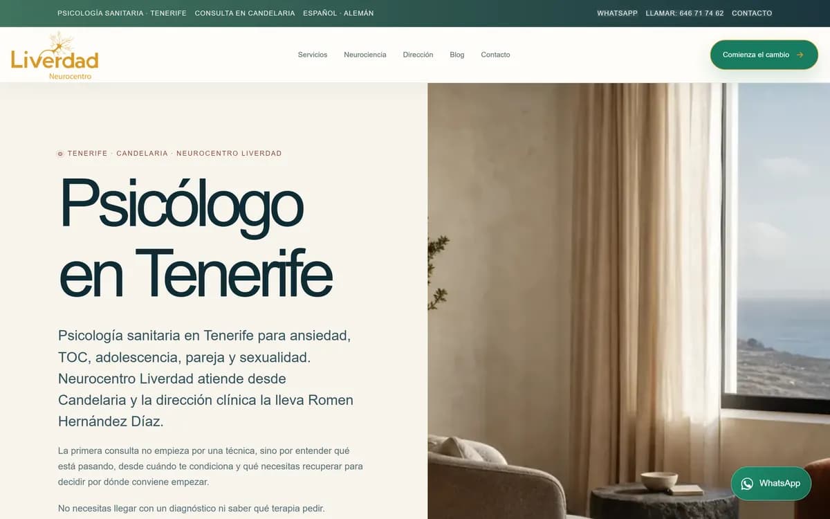 Captura de la web de Neurocentro Liverdad