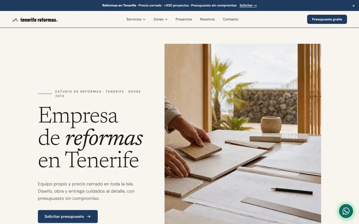 Captura de la web de Tenerife Reformas