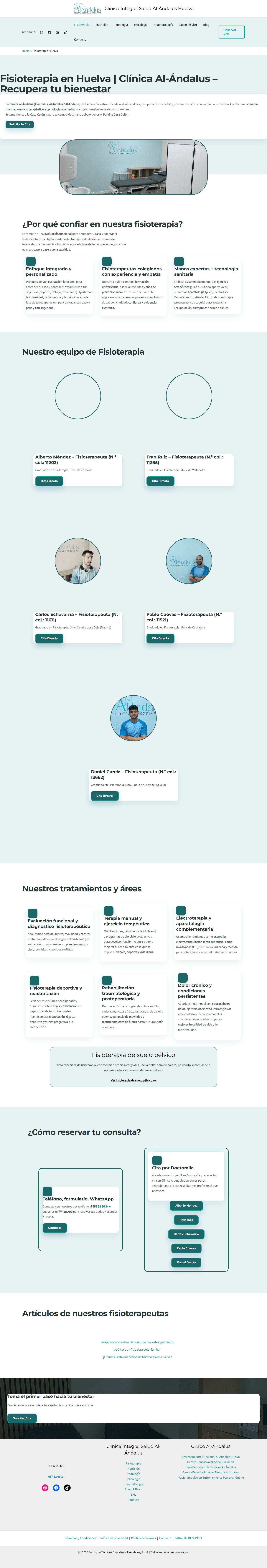 Portada rediseñada del sitio de fisioterapia de Centros Al-Ándalus
