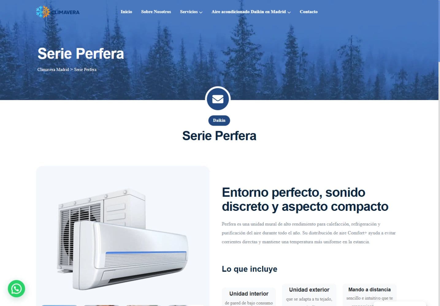 Ficha pública Daikin Perfera de Climavera Madrid recuperada e indexable
