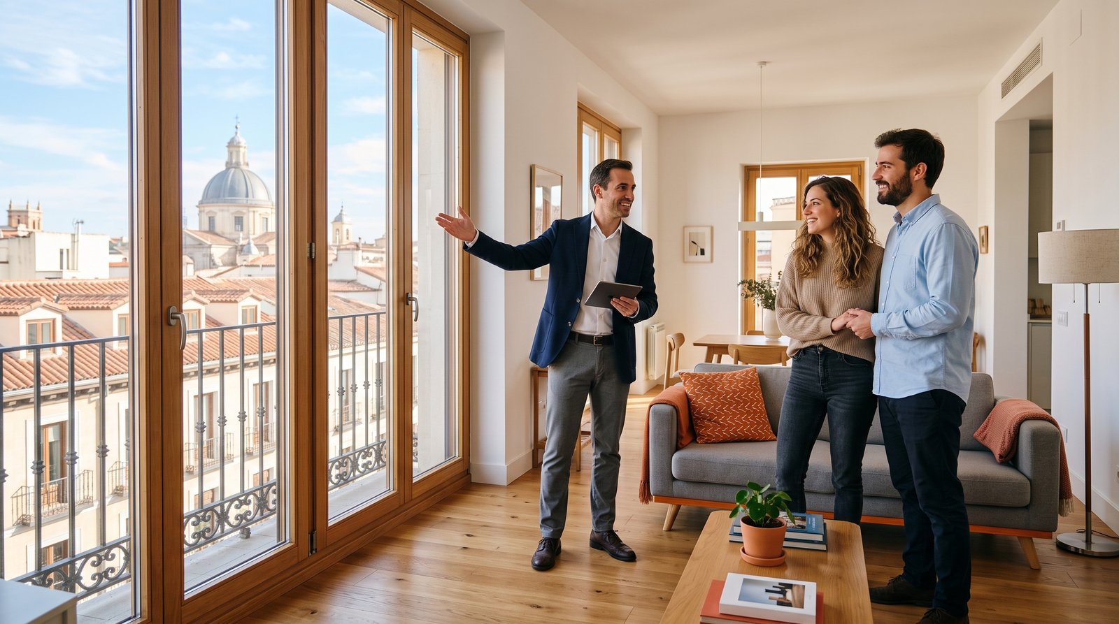 Estructura de una web inmobiliaria: buscador de propiedades, ficha con fotos y sección de venta para propietarios