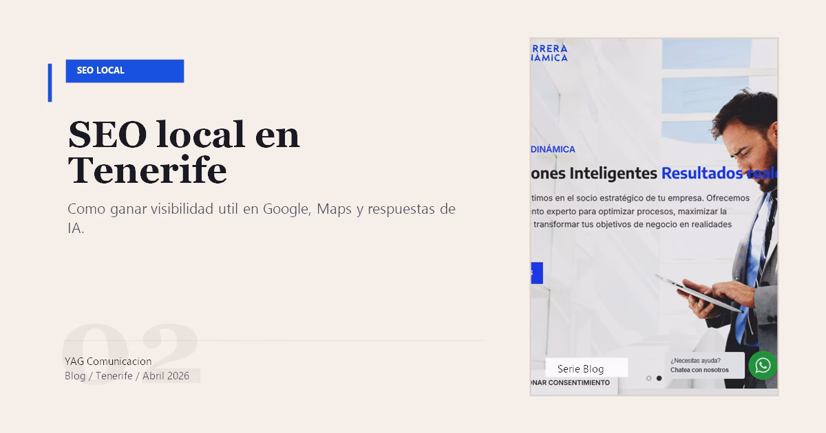 SEO local en Tenerife: guía completa para aparecer en Google y conseguir clientes cercanosCómo trabajar mapa, web, reseñas, contenidos y autoridad local para que tu negocio deje de depender solo del boca a boca o de la publicidad.